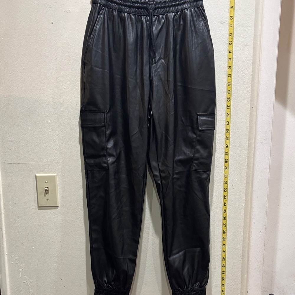 Ci Sono black faux leather Cargo Pants